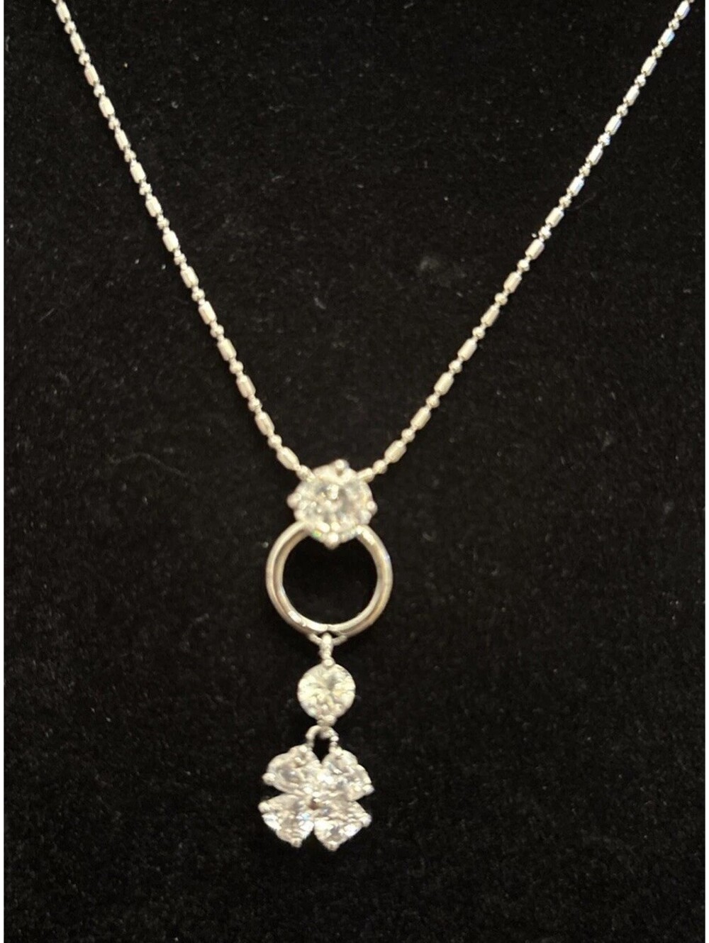 Beautiful Cubic Zirconia Necklace 18kgp Silver Tone